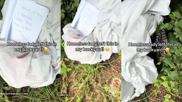 White bedding outdoors with grass visible around it.