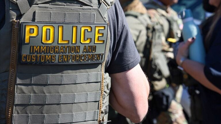 Backlash After ICE Agents Allegedly Detain New Jersey Man on His Property Without a Warrant: ‘There Is No Law In America Under Trump’ ICE/ERO Special Response Teams (SRT) outside of Delaney Hall New Jersey prepare to perform crowd control to allow detention center staff to enter and exit the building on June 10, 2026.