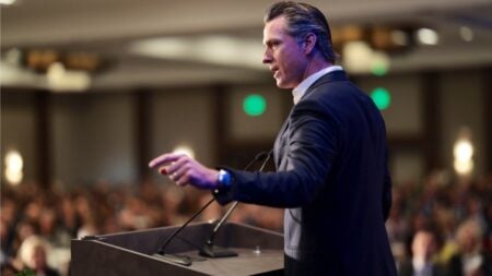California Gov. Gavin Newsom described himself as an “established insurgent” in a recent speech, saying he’s long held that mindset while discussing a desire for change. The clip is drawing online comments questioning the phrasing.