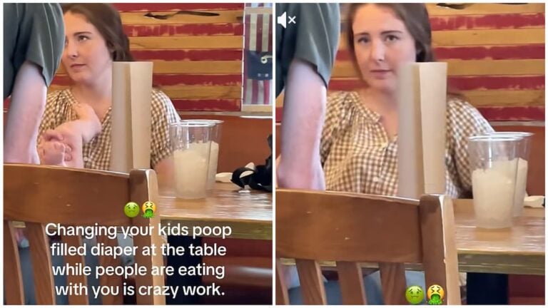 ‘Not Where People Are Eating’: Arizona Woman Caught Changing Dirty Diaper at Restaurant Table Woman changes dirty diaper in restaurant