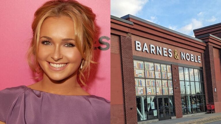 A picture of New York actress Hayden Panettiere and a Barnes & Noble store.