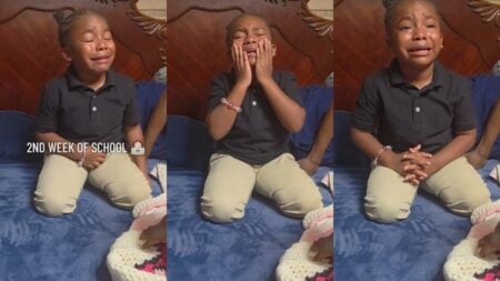 Tennessee Kindergartener Begs Mom for a Break Just 2 Weeks Into School: ‘She’s Already Requesting PTO’ Student crying on bed.