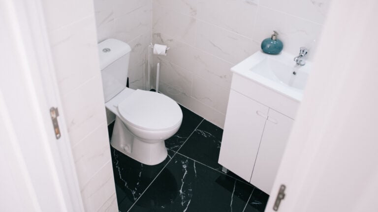 ‘It’s $0.30 a Day for Her to Use It’: Colorado Renter Says Landlord Is Charging Girlfriend to Use the Bathroom A contemporary bathroom showcasing a clean design with marble tiles and modern fixtures