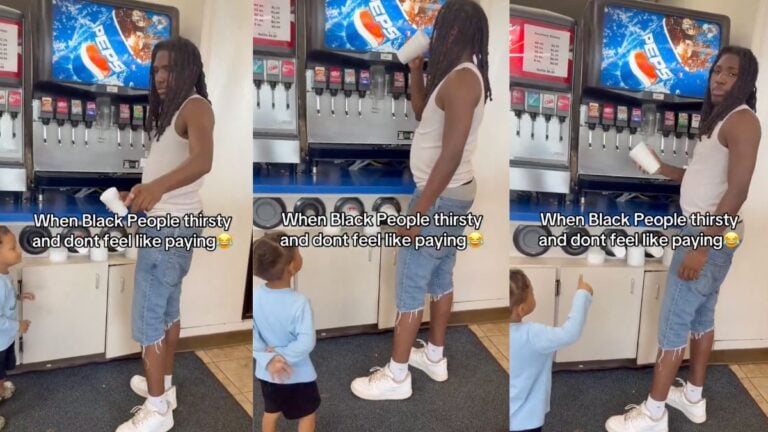 Michigan Man Sparks Racial Debate After Filming Himself Getting Soda Without Paying: ‘Living Up to the Negative Stereotypes’ A Michigan man is facing online backlash after filming himself filling a cup at a self-serve soda fountain without paying and captioning it with a racially loaded joke.