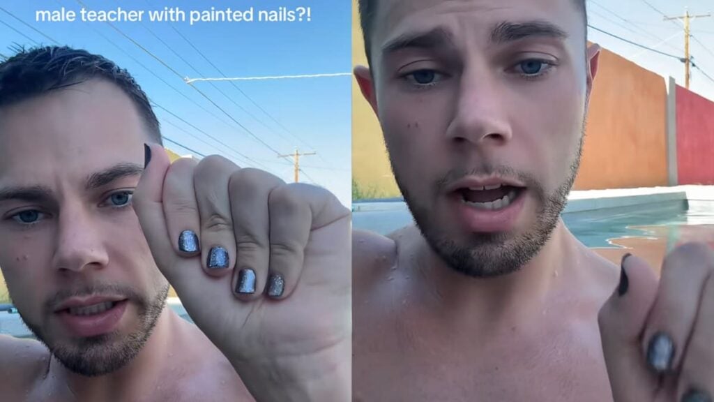 Male Arizona Teacher Divides Internet After Defending Having Painted Nails While Teaching: ‘Homeschooling Is the Way to Go’ A picture of male Arizona teacher.