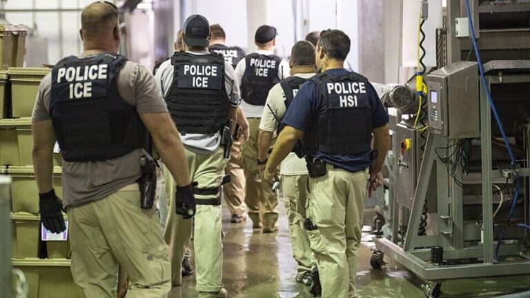 Immigration and Customs Enforcement worksite enforcement operation in Canton, Mississippi.