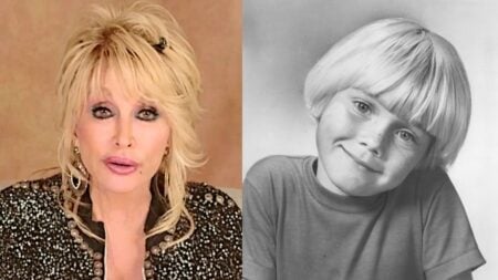 A picture of Tennessee singer Dolly Parton and child actor.