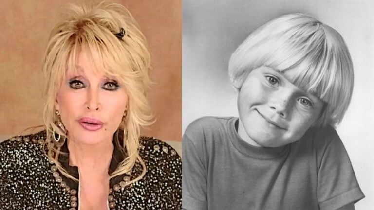 A picture of Tennessee singer Dolly Parton and child actor.