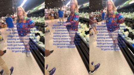 ‘Go Back to the Hood’: Pregnant Michigan Woman Says She Was Harassed and Hit With a Racist Remark Over Parking Spot Woman arguing in store with man standing behind her.