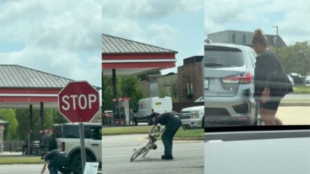 A Louisiana bystander chases down a driver accused of hitting a cyclist and fleeing.