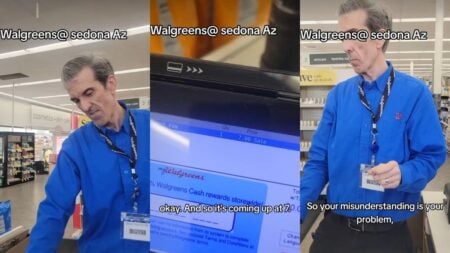 ‘He’s About to LOSE His Job for $7.99’: Arizona Walgreens Dispute Over Clearance Price Goes Viral Man behind counter in store.