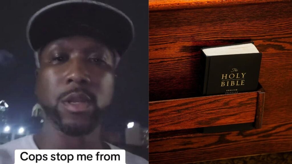 Florida Man Says Cops Stopped Him From Giving Out Free Bibles While Clubgoers Drank Nearby: ‘What Is This World Coming To?’ A picture of Florida man and a Bible.