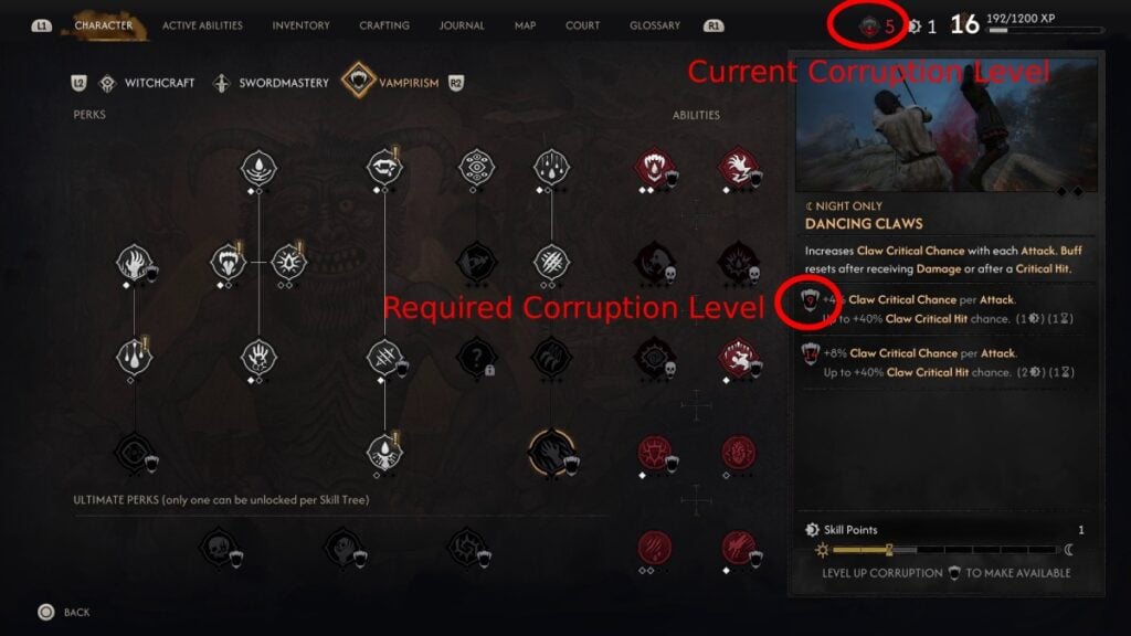 The Blood of Dawnwalker Vampire Skills Corruption