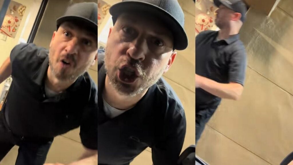 Sonic worker yells at the camera.