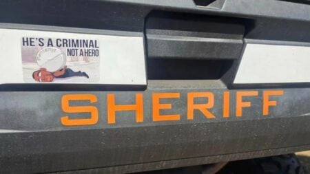Outrage After Minnesota Sheriff’s Vehicle Found With Anti-George Floyd Sticker Claiming He Died From Overdose: ‘That’s Exceptionally Inappropriate’ A picture of Minnesota sheriff's vehicle.