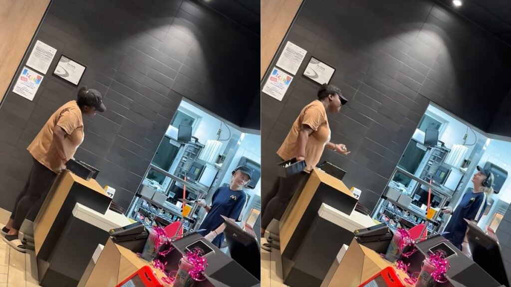 Georgia Karen Makes a Huge Scene Over Delayed McDonald’s Order, Accuses White Employee of Racism: ‘The Way I Would Have Hit Refund’ Screenshot from a viral TikTok video showing a Georgia McDonald's customer arguing loudly with a cashier over a delayed order.