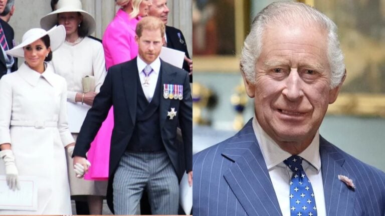 Prince Harry, Meghan Markle, and King Charles in relation to California departure.