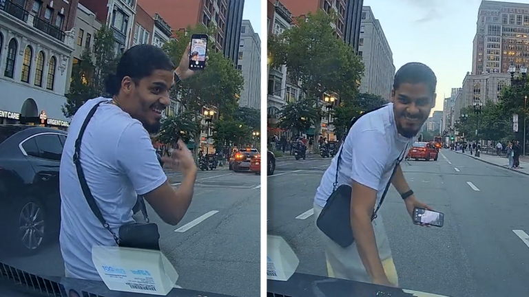 Boston Man Blocks Traffic, Makes Obscene Gestures and Takes Selfie: ‘Some People Do Need a Punch in the Face’ Boston Man Blocks Traffic, Makes Obscene Gestures and Takes Selfie