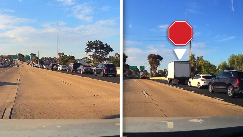 San Diego Drivers Create Their Own Traffic Jam Behind Stopped Truck Despite Open Lane Next to It: ‘Ah Yes, the NPC’s’ San Diego Drivers Create Their Own Traffic Jam Behind Stopped Truck