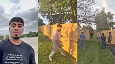 Illinois Man Refuses to Pay Hispanic Workers for Building His Fence, So They Take It Back Piece by Piece: ‘The Homeowner Deserved That and More’ Fence company workers in Illinois removing wooden fence panels from a residential yard after a payment dispute with the homeowner.
