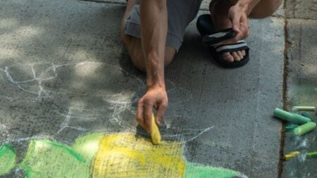 Texas Street Chalk Artist Says Driver Used Truck To Intimidate Him While He Was Drawing, Then Called Cops: ‘It’s So Weird This Upsets People’ Chalk Drawing