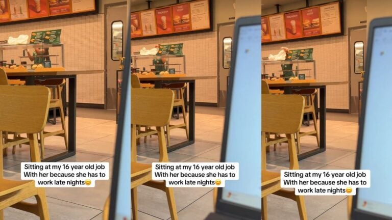 ‘Let the Kid Grow Up Jeez’: Texas Mom’s Decision to Sit at 16-Year-Old Daughter’s Job Divides Viewers Girl bagging order behind counter.