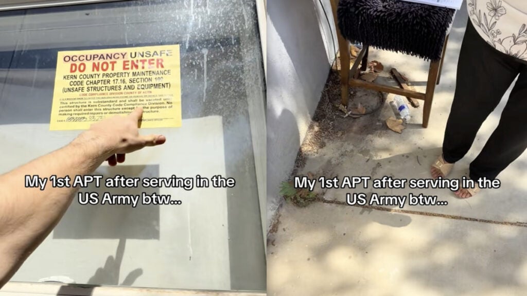 California Army Veteran Confronts Landlord Who Rented Him Condemned Apartment with Collapsing Ceiling: ‘Yeah They Slumlords’ California Army Veteran Confronts Landlord Who Rented Him Condemned Apartment with Collapsing Ceiling