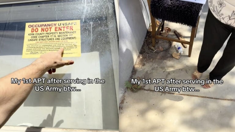California Army Veteran Confronts Landlord Who Rented Him Condemned Apartment with Collapsing Ceiling: ‘Yeah They Slumlords’ California Army Veteran Confronts Landlord Who Rented Him Condemned Apartment with Collapsing Ceiling