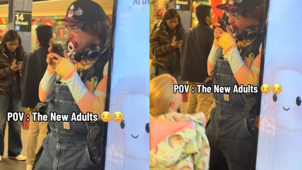 New Yorkers Shocked After Man Stands in Subway Station With Baby Pacifier in His Mouth: ‘His Computer Needs to Be Searched’ A picture of New York man.