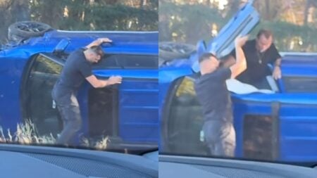 Washington Man Witnesses Rollover Crash Involving Allegedly Asleep Driver, Rushes To Help