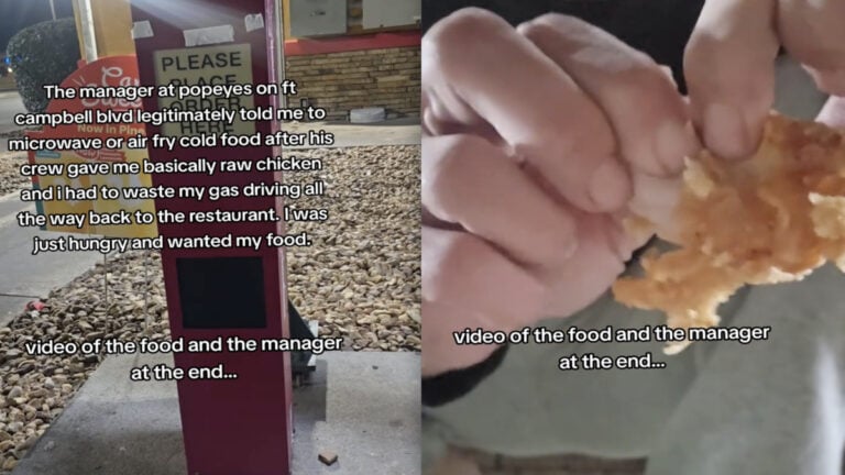 Tennessee Woman Tries to Get Order Replaced at Popeyes After Finding Raw Chicken, Manager Isn’t Having It: ‘Never Ever Go to That Popeyes’ Tennessee Woman Tries to Get Order Replaced at Popeye’s After Finding Raw Chicken, Manager Isn’t Having It