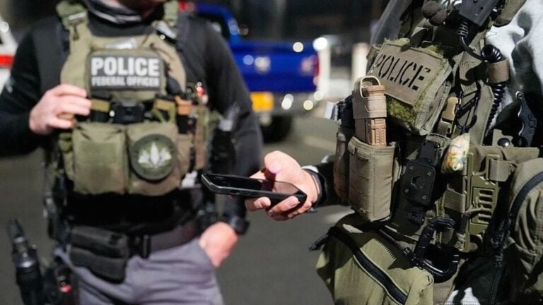 U.S. Immigration and Customs Enforcement (ICE) Enforcement and Removal Operations' (ERO) officers in West Palm Beach, Florida on February 14, 2025.