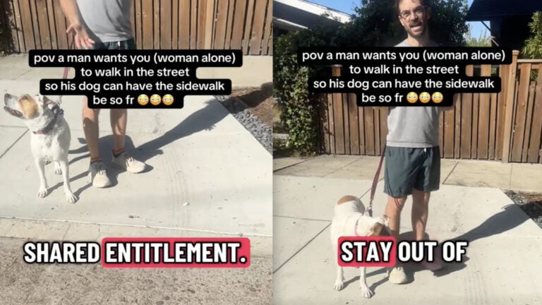 ‘Mansplaining His Entitlement to the Sidewalk’: California Woman Records Angry Man Walking His Dog Who Thinks He Owns the Sidewalk California Woman Records Angry Man Walking His Dog Who Thinks He Owns the Sidewalk