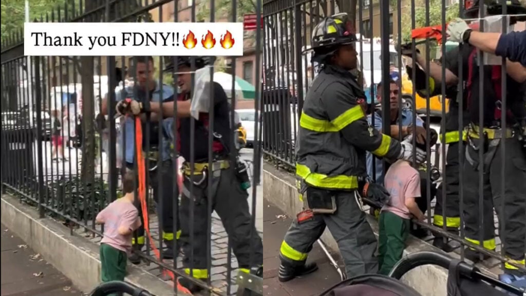 New York Firefighters Rescue Child With Head Stuck in Fence: ‘That Kid Is Never Gonna Forget That’ New York Firefighters Rescue Child With Head Stuck in Fence: ‘LOL That Kid Is Never Gonna Forget That'