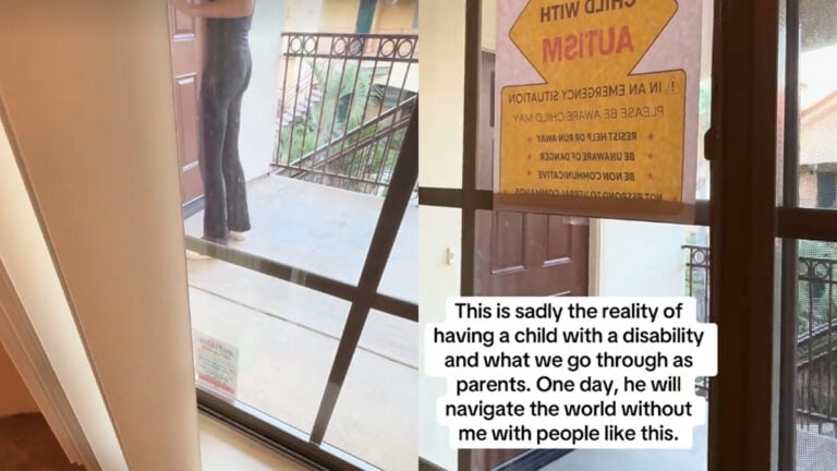 California Mother Heartbroken After Neighbor Objects to Autistic Son’s Safety Sign: ‘How Is This Even a Problem?’ California Mother Heartbroken After Neighbor Objects to Autistic Son’s Safety Sign: ‘100% Chance It’s Not the Sticker. It’s the Screaming'