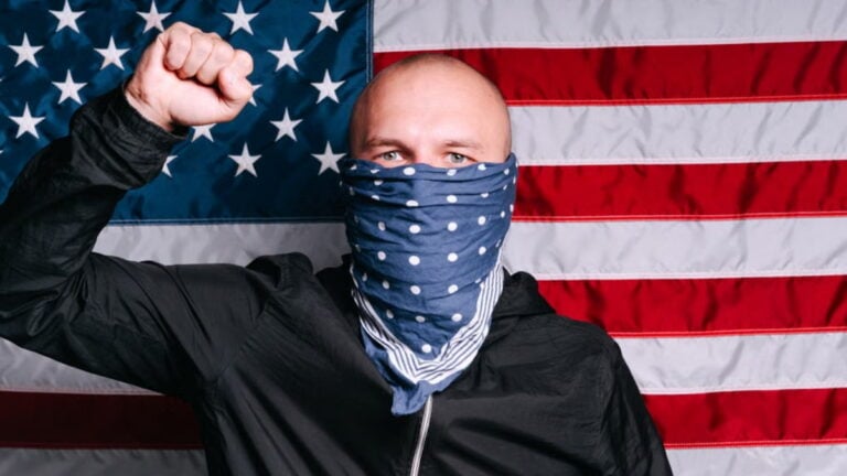 ‘Cowards Hide Their Faces’: Connecticut Residents Rip Masked White Supremacists Outside Danbury Police Station
