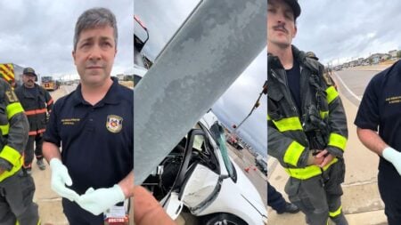 ‘This Is Exactly Why EMS and Fire Deserve to Be Paid More’: Texas Man Accuses First Responders of Racial Discrimination After Crash First responders at scene of car crash.