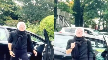 Massachusetts Karen Refuses to Back Up for Tractor-Trailer, Blocks Traffic During Heated Standoff: ‘Her Blood Pressure Must Be Through The Roof’ Massachusetts woman standing beside her car blocking a tractor-trailer and the sidewalk during a 15-minute traffic standoff filmed by a bystander.