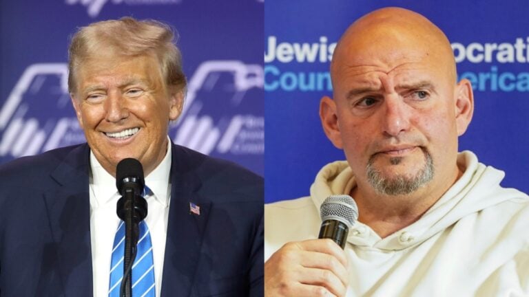 President Trump publicly urged Sen. John Fetterman of Pennsylvania to switch parties and join the Republicans, saying he would “love to see him as a Republican.” The remarks drew online pushback over the senator’s voting record.
