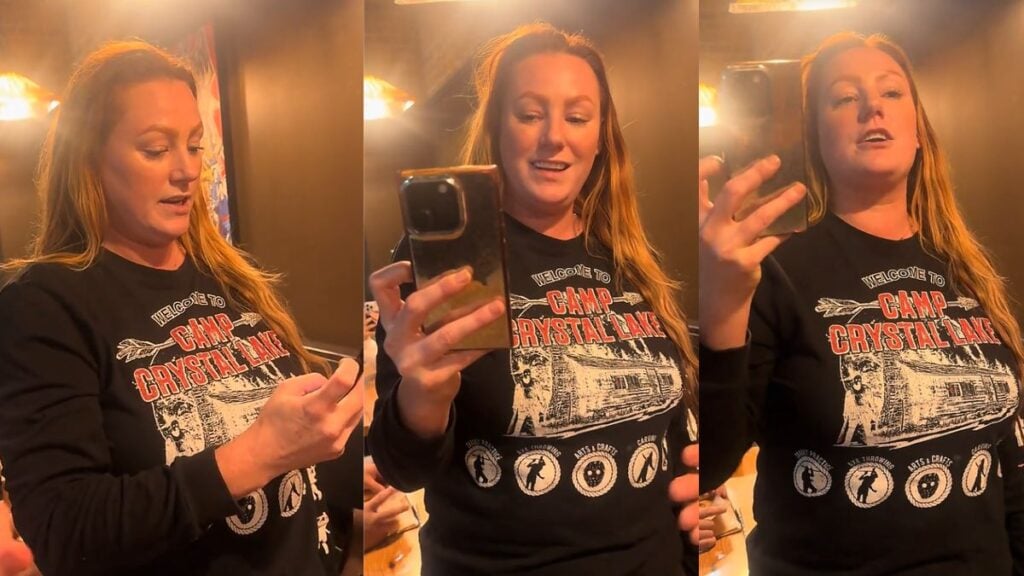 ‘Racist’ California Woman Makes Scene Over $100 Bill, Accuses Staff of Opposing ICE and Tells Them to ‘Vote Red’: ‘Trump Is Their Whole Identity’ Woman in a black Camp Crystal Lake sweatshirt arguing inside MoneyKey Ramen restaurant in Simi Valley, California.