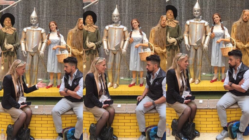 ‘I Would’ve Made Myself a Menace’: Nevada Pair Slammed for Blocking Wizard of Oz Photo Op A man and woman speak sitting down.