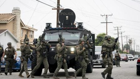 Texas ICE Agents Drag U.S. Citizen From Car in Front of Pregnant Wife and 1-Year-Old Daughter: ‘They’re Traumatizing Children on Purpose’ Immigration and Customs Enforcement (ICE) Enforcement and Removal Operations (ERO) in Los Angeles, California, June 12, 2025.
