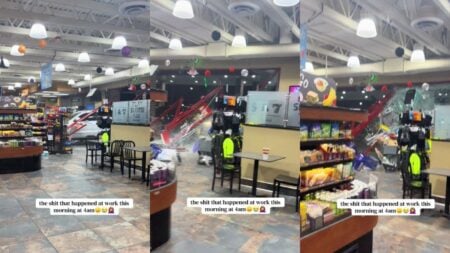 Inside of a gas station after crash