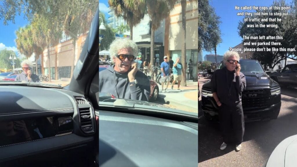 ‘People Standing in Parking Spots Is Insane Behavior’: Florida Man Blocks Traffic to Save Space for Cousin Man standing outside of a car on a phone.