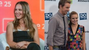 A picture of Michigan actress Kristen Bell and her husband.