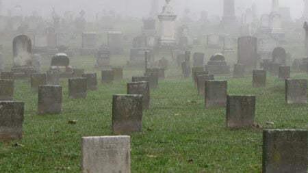 West Virginia, foggy graveyard